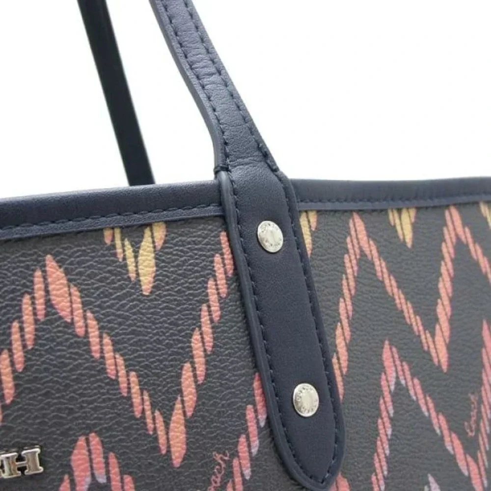 COACH REVERSIBLE CITY TOTE PURSE BAG WITH GEO CHEVRON PRINT NEW